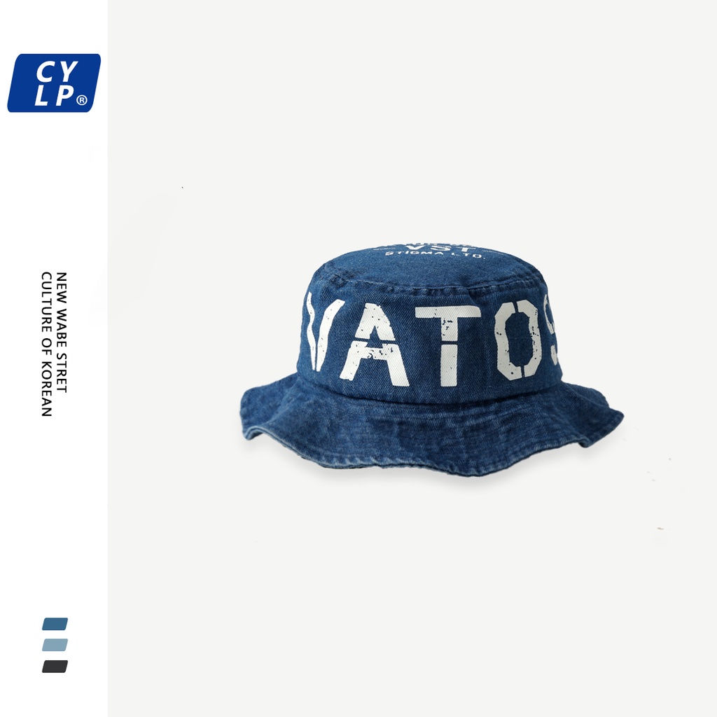 Nón Vành Denim In Chữ Graffiti Phong Cách Đường Phố Mỹ Thời Trang Cho Cặp Đôi