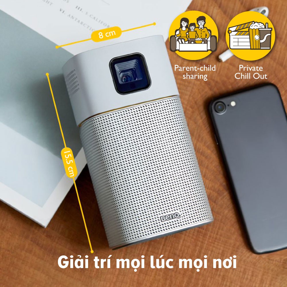 [Mã ELMALL7 giảm 7% đơn 5TR] Máy chiếu mini di động BenQ GV1 Wifi loa Bluetooth USB-C