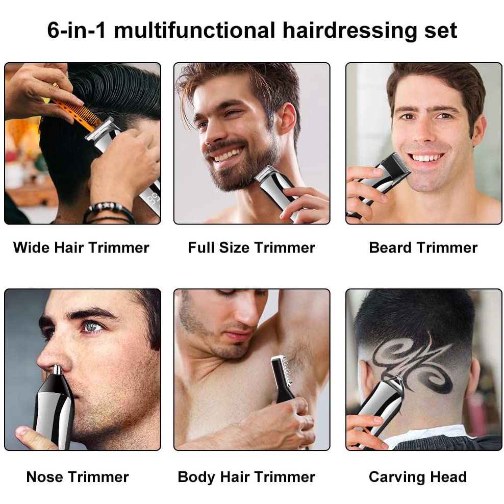 Tông đơ cắt tóc Kemei KM-5898 không dây chống nước 6 trong 1 tiện dụng cho nam