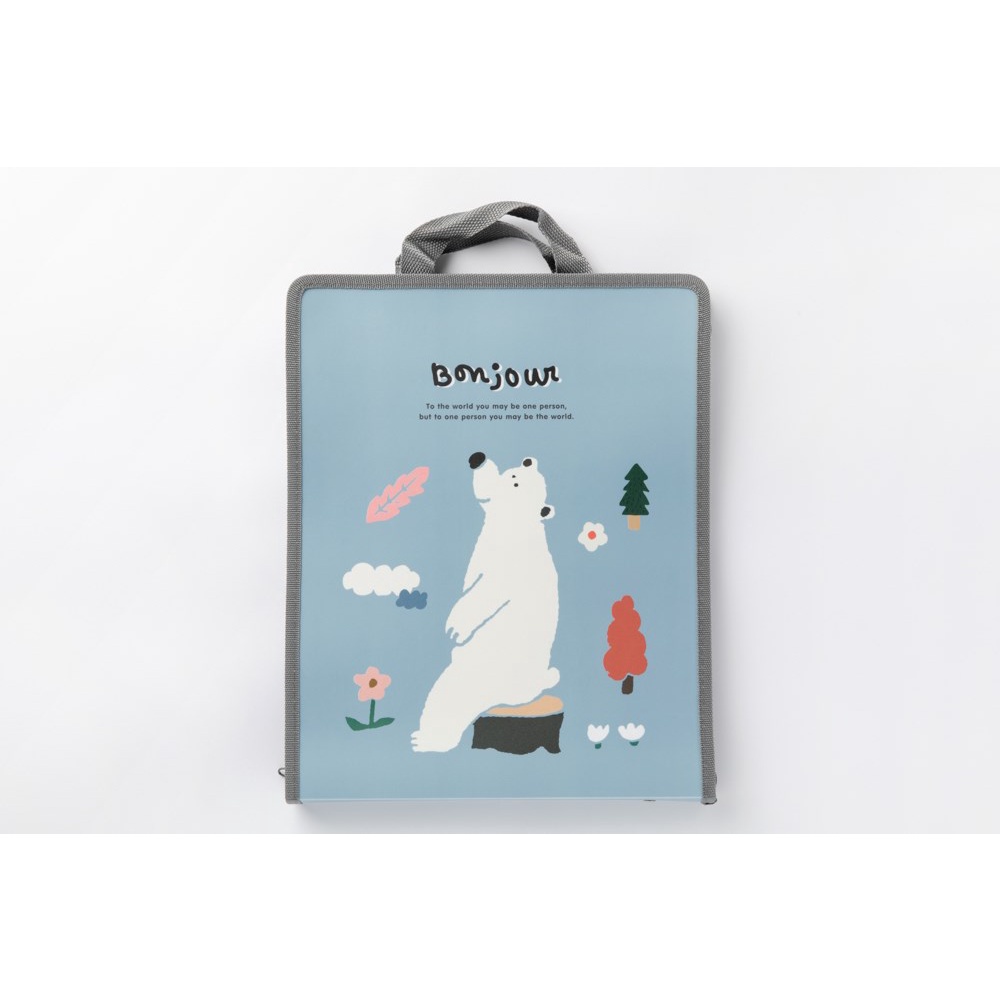 Túi Đựng Tài Liệu ARTBOX Hàn Quốc Khóa Kéo In Hình Gấu Có Tay Cầm Tiện Lợi