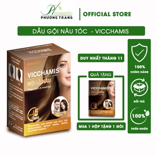 Dầu gội thảo dược phủ bạc tóc tại nhà vicchamis - phủ bạc nâu tóc, gội là nâu
