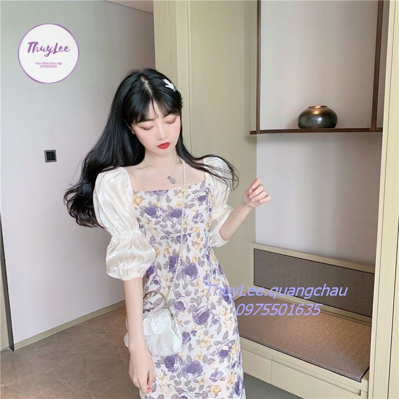 Đầm Ôm Body Tay Bồng Kết Hợp Với Họa Tiết Hoa | BigBuy360 - bigbuy360.vn