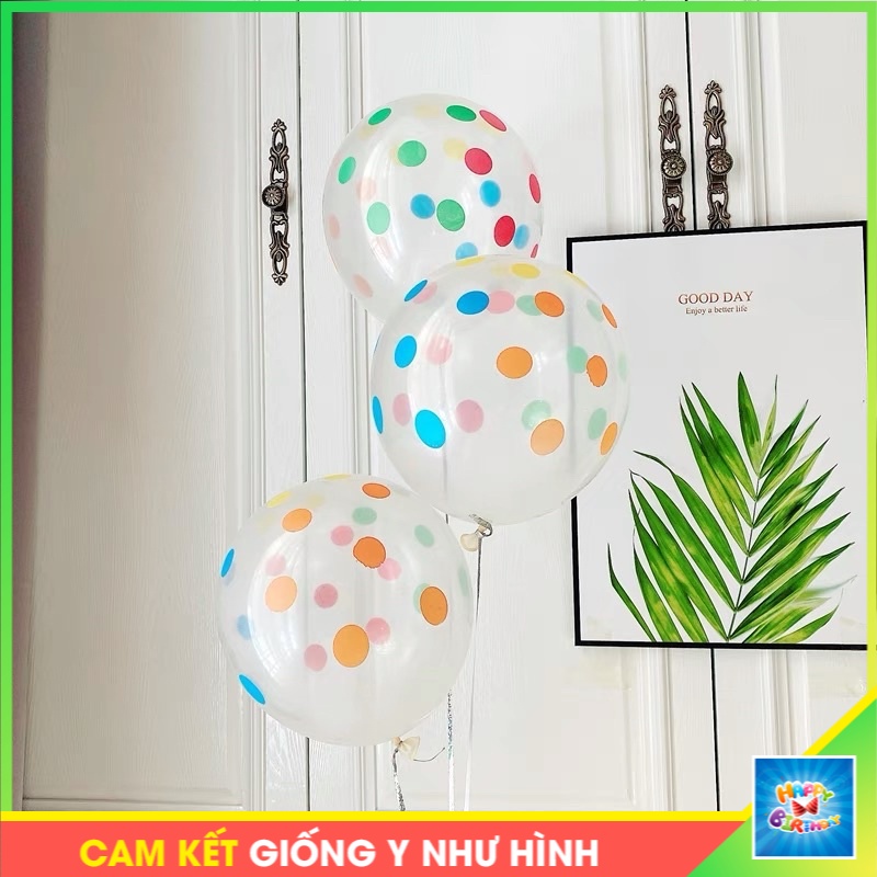 Bóng chấm bi ngũ sắc size 12” trang trí sinh nhật và party