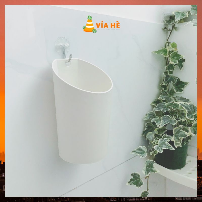 Chậu nhựa ốp tường màu trắng chậu treo tường nội thất phòng tắm ban công 9x15 cm