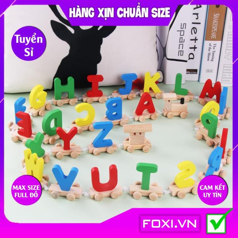 Đồ chơi Đoàn tàu hỏa thả hình-Kéo xe Số-Chữ-12 con giáp Foxi-Đồ chơi gỗ-phát triển kĩ năng cơ bản-Bé vừa học vừa chơi