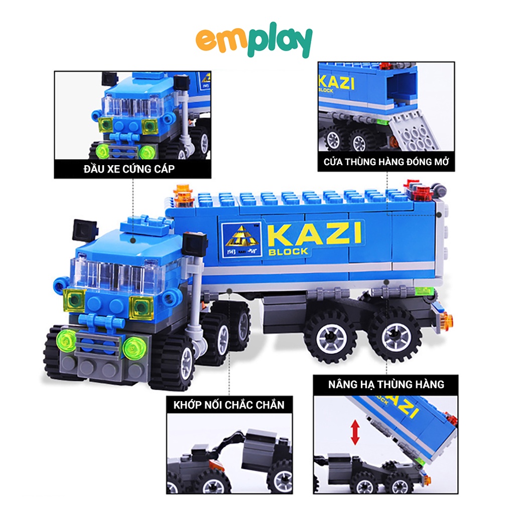 Đồ chơi lắp ráp xếp hình lego xe tải chở hàng Emplay 163 chi tiết bằng nhựa ABS cao cấp