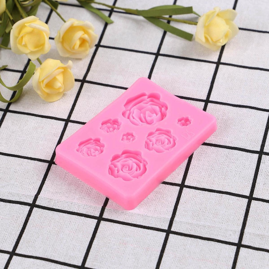 Khuôn Làm Bánh 7 Ngăn Hình Hoa Hồng 3D Bằng Đất Sét