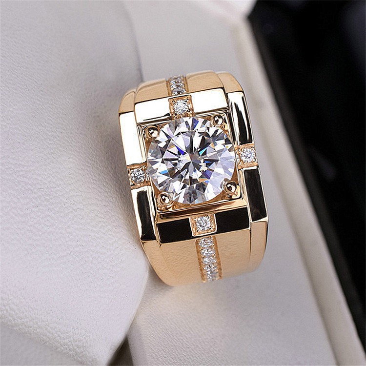 suxinjewelry/Nhẫn đính hôn đá quý trắng sang trọng cho nam Vàng / Bạc