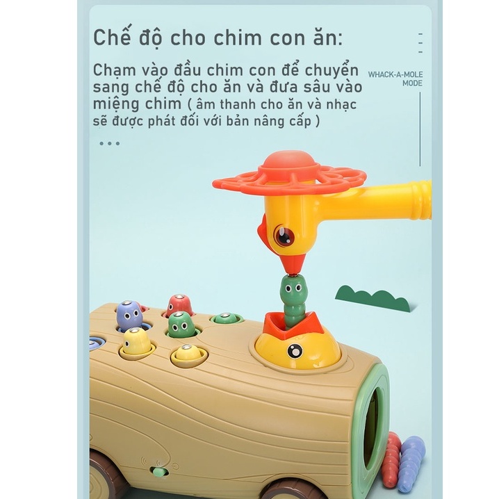 CHIM GÕ KIẾN BẮT SÂU  – Bản nâng cấp có nhạc - Đồ chơi GIÁO DỤC SỚM, phát triển kỹ năng, trí tuệ cho bé từ 1t