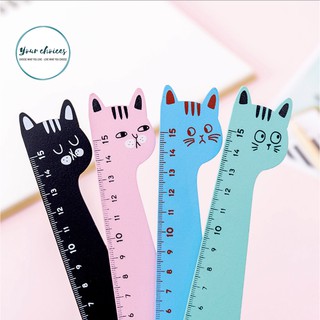 Thước Kẻ Gỗ Dùng Trong Học Tập Đo Đạc Hình Mèo Đáng Yêu (15cm)