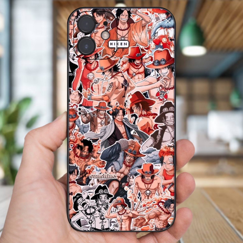 Ốp lưng iPhone 12 dẻo đen cạnh vuông in hình Ace One Piece