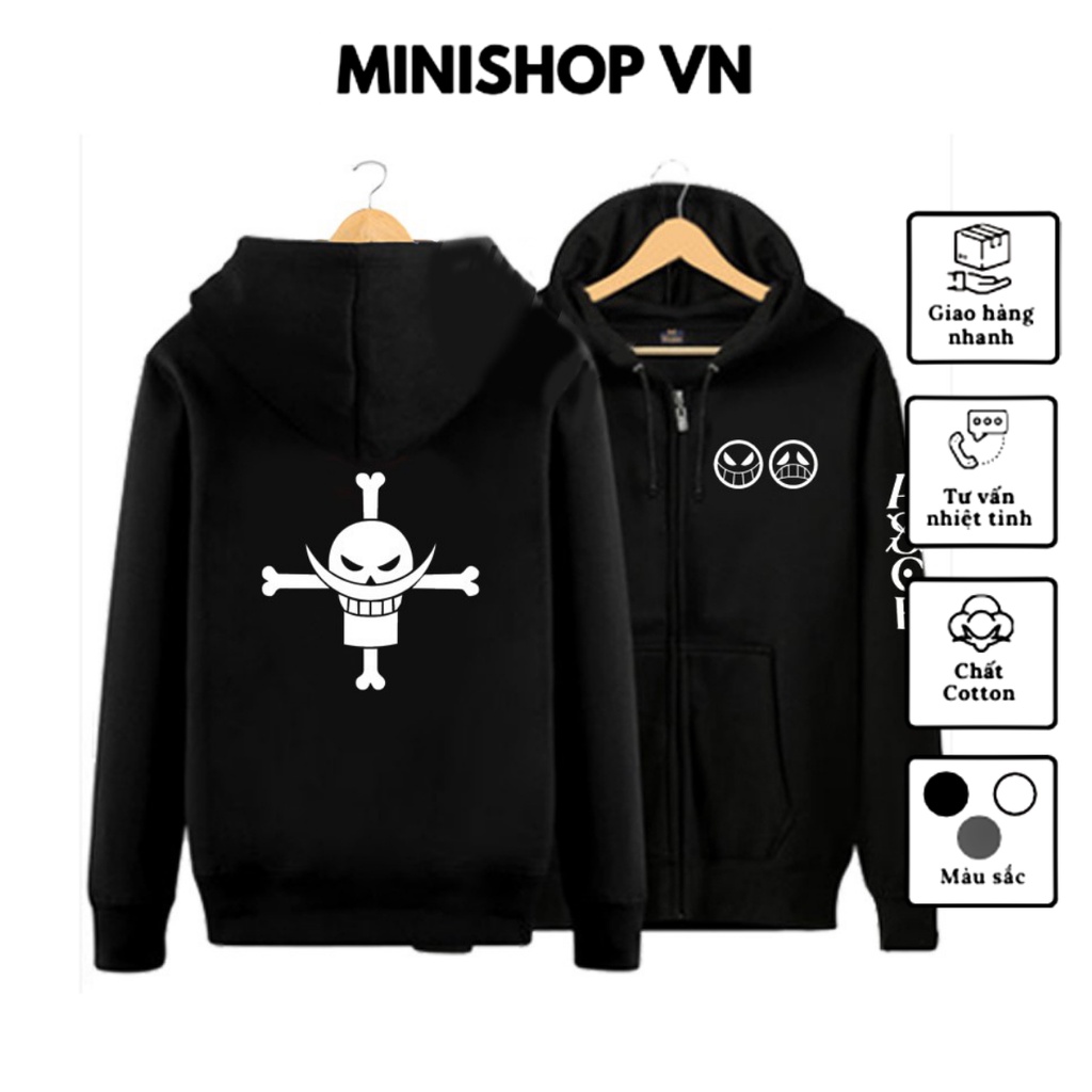 Áo khoác nỉ hoodie Râu Trắng One Piece chất nỉ dày ấm mềm mịn cao cấp dáng rộng thoải mái