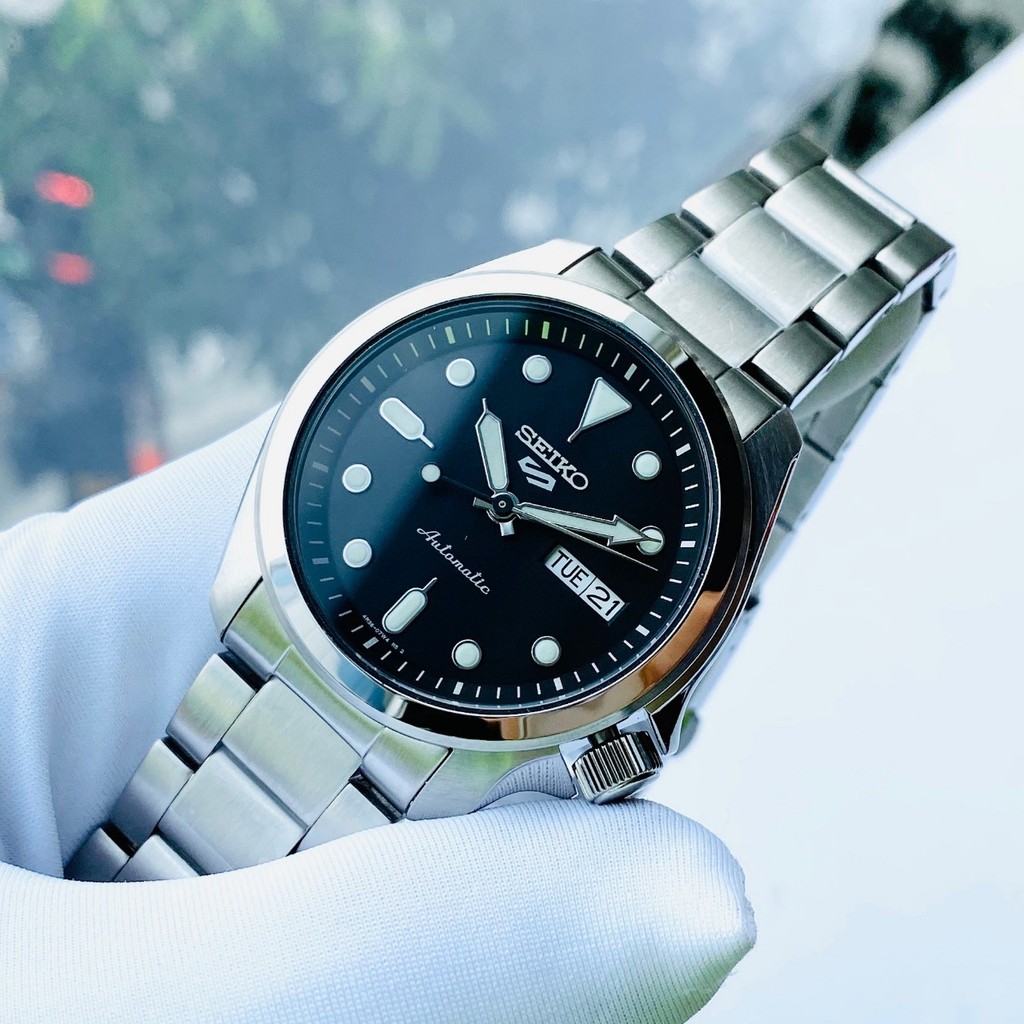 Đồng hồ Nam chính hãng Seiko 5 Sports SRPE55K1 Automatic Mặt đen,Lịch thứ ngày,Máy cơ-Dây kim loại cao cấp-Size 40mm