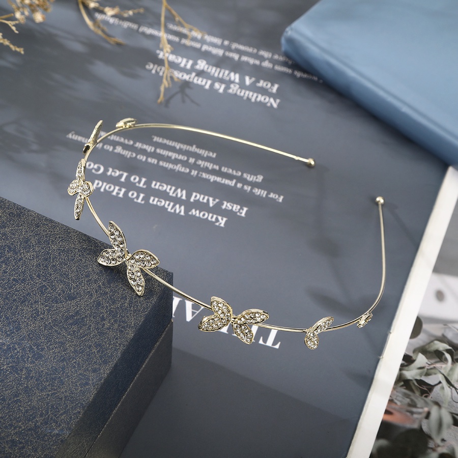 Băng Đô Cài Tóc Bằng Hợp Kim Đính Đá Và Hoa Kiểu Dáng Hàn Quốc