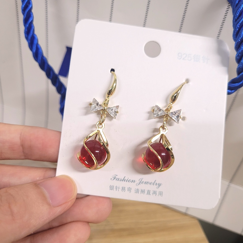 Khuyên tai Bông tai mạ bạc S925 Ula Shop đính đá trong lấp lánh Thời Trang Sang trọng