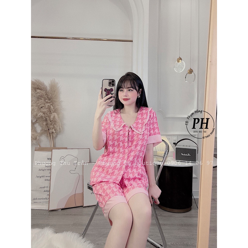 Bộ Pijama nữ mặc ở nhà cao câp ,pijama lửng lụa hoạ tiết xinh xắn