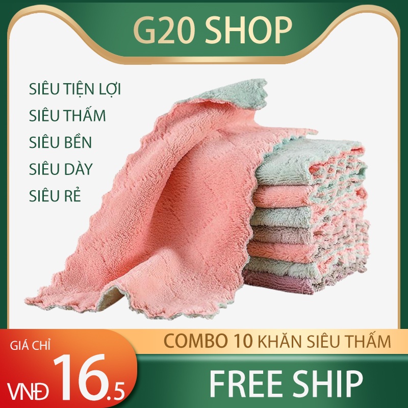 Khăn lau đa năng 2 mặt chất liệu Microfiber siêu thấm hút G20Shop