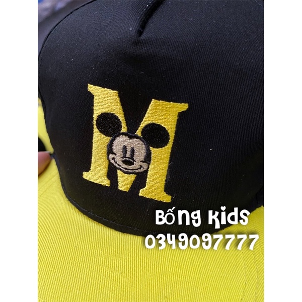 Mũ SnapBack Bé Trai Mickey Đen/Vàng
