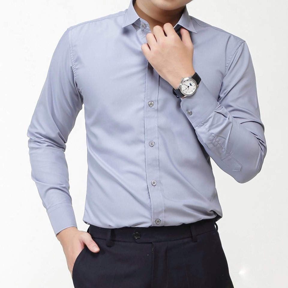 ÁO SƠ MI NAM NỮ MÀU GHI XÁM KHÔNG NHĂN KHÔNG XÙ