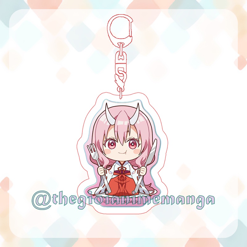 ( Mica trong acrylic ) Móc khóa Chuyển Sinh Thành Slime Tensei-shitara Slime datta Ken ver ĂN UỐNG anime chibi xinh xắn