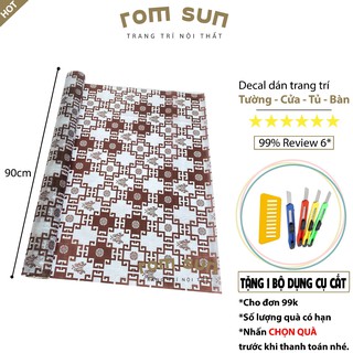 Decal dán kính mờ kẻ ô nâu, giấy dán kính cửa sổ phòng ngủ,phòng tắm, văn phòng