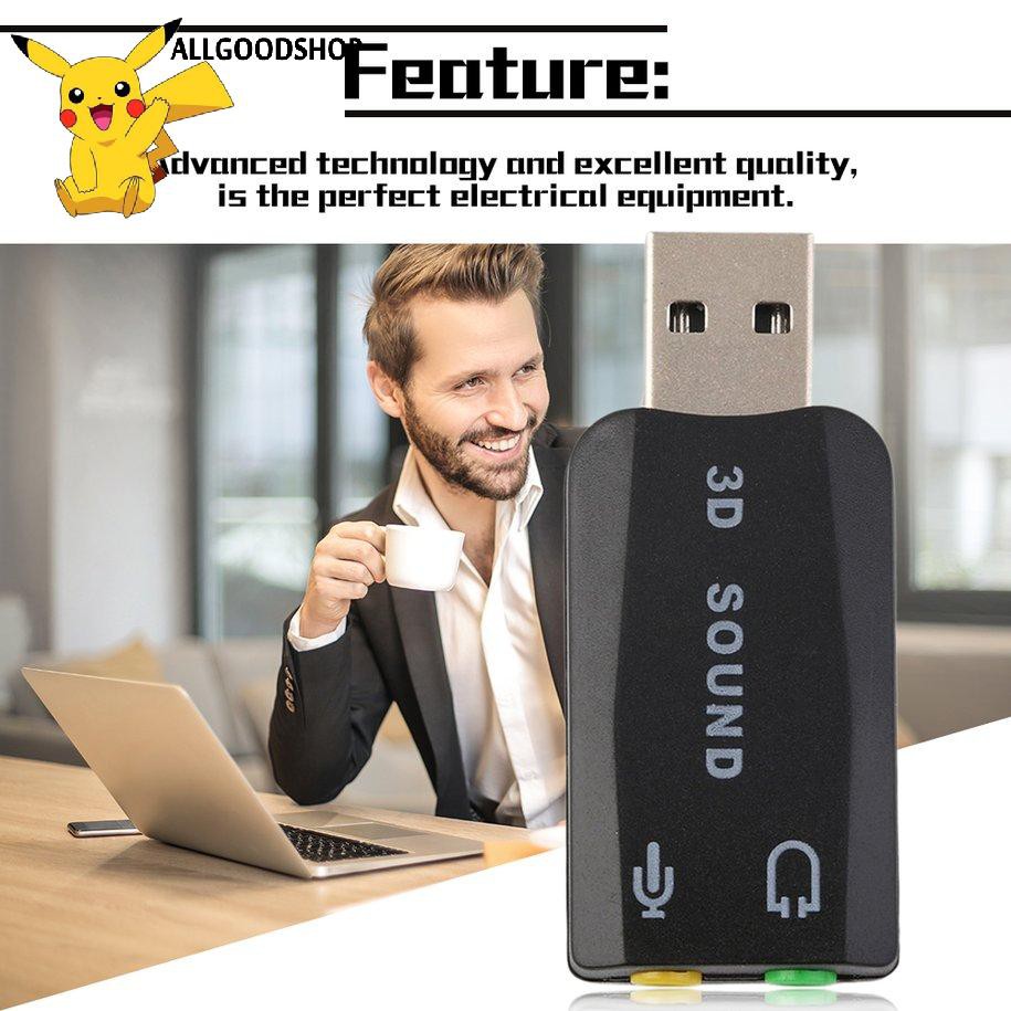 Bộ chuyển đổi card âm thanh USB 2.0 sang Mic 3D Cho Máy Tính