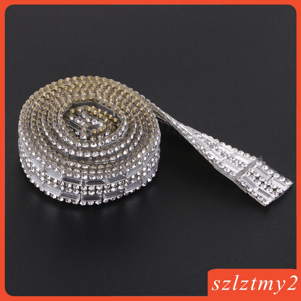 Cuộn Dây Ruy Băng Đính Đá Pha Lê Màu Bạc Dài 1 Yard Dùng Trang Trí DIY