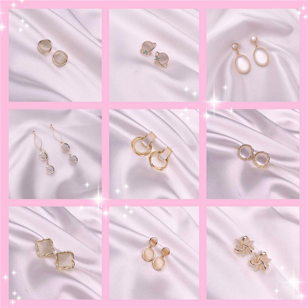 Khuyên Tai Dáng Dài Hình Cánh Hoa Đính Đá Opal 1 Cái