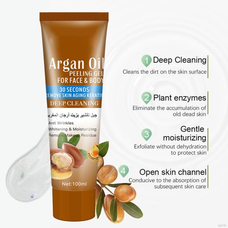 [Hàng mới về] Gel dầu Argan tẩy tế bào chết + keratin dưỡng ẩm làm sạch sâu dạng bóc 100ml