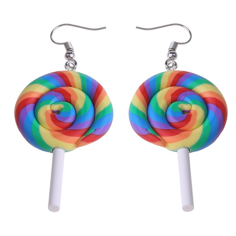 Khuyên tai hình que kem bằng đất sét polymer nhiều màu sắc vui nhộn thời trang cho nữ