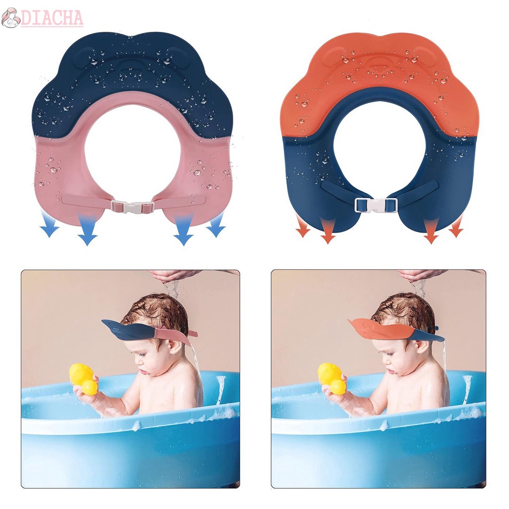 Mũ gội đầu bằng silicon chống thấm nước có thể điều chỉnh bảo vệ tai cho bé sáng tạo tiện lợi