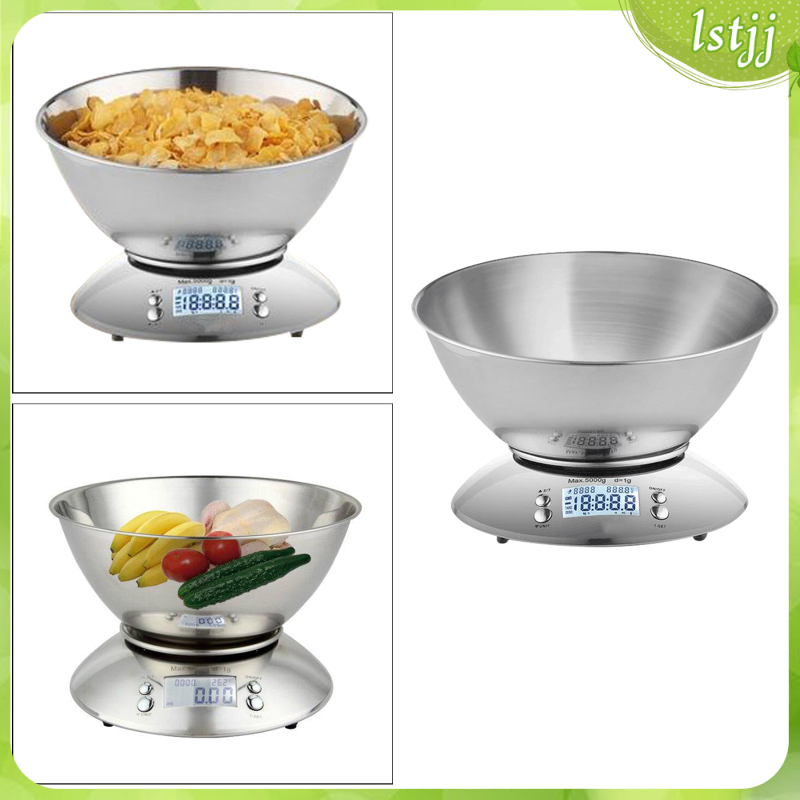 Digital Kitchen Scale, Electronic Powder Food Scale with Removable Bowl, for Cooking Baking, Room Temperature and Alarm Timer