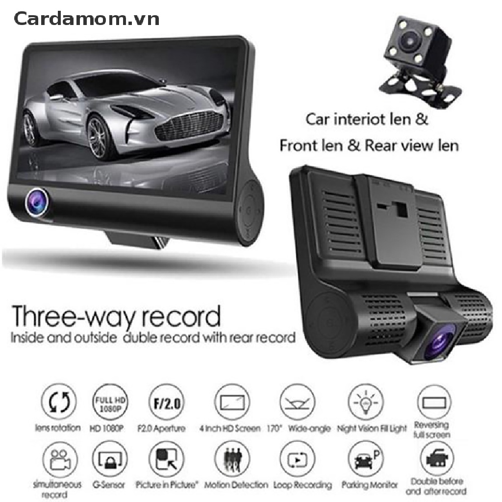 Camera hành trình 1080P 4" 3 Lens HD cho xe hơi
