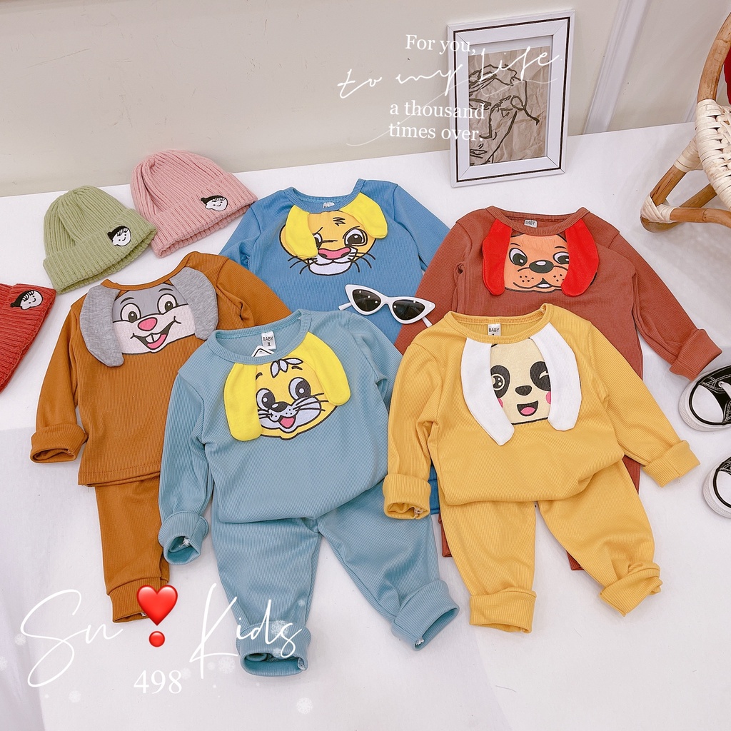 Bộ thu đông trẻ em , Bộ nỉ trẻ bé trai và bé gái chất vải tăm thẳng mềm co giãn cho bé từ 8 đến 18 kg