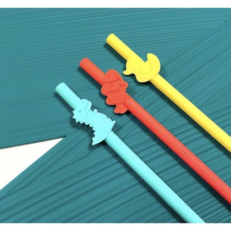 Set 3 Ống Hút Eeeek 100% Silicone Hàn Quốc Siêu Mềm An Toàn Cho Bé