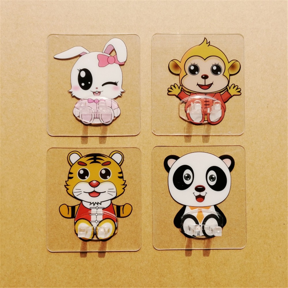 Transparent Cartoon Bathroom Organizer Strong Self-adhesive Holder Sticky Hook