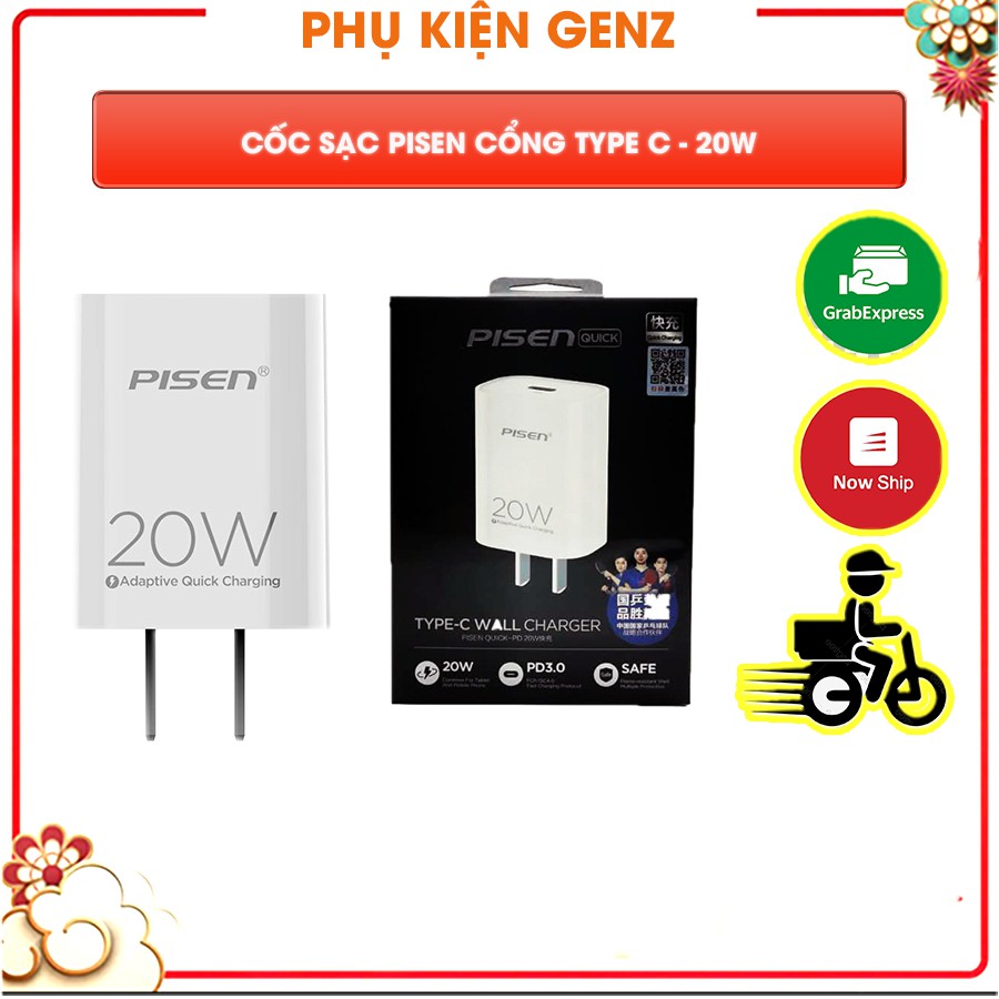 Cốc Sạc nhanh Pisen Cổng Type C Thích Hợp Cho Nhiều Dòng Điện Thoại Iphone/Samsung | BigBuy360 - bigbuy360.vn