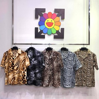 Áo sơ mi Nam nữ Da Beo Vải lụa không nhăn áo sơ mi tay lỡ cổ vest