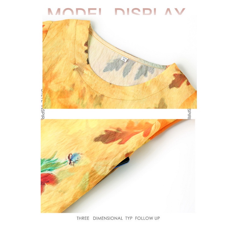 [Hàng Có Sẵn] Đầm Cotton Lanh Dáng Chữ A Tay Ngắn Cỡ Lớn Thời Trang Mùa Hè Cho Phụ Nữ Trung Niên 40-50 Tuổi