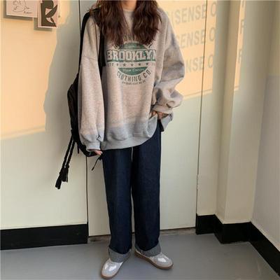 Áo Sweater Dáng Rộng Phối Nhung Dày Kiểu Hàn Quốc Thời Trang Thu Đông Cho Nữ | BigBuy360 - bigbuy360.vn