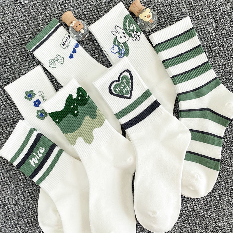 Vớ Dài Trung Bình Màu Trắng Thời Trang Cho Nữ Sinh