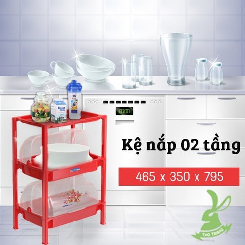 Kệ chén 2 tầng Việt Nhật có nắp đậy an toàn vệ sinh - đồ dùng nhà bếp bằng nhựa cao cấp | KỆ CHÉN 2T CÓ NẮP | BigBuy360 - bigbuy360.vn