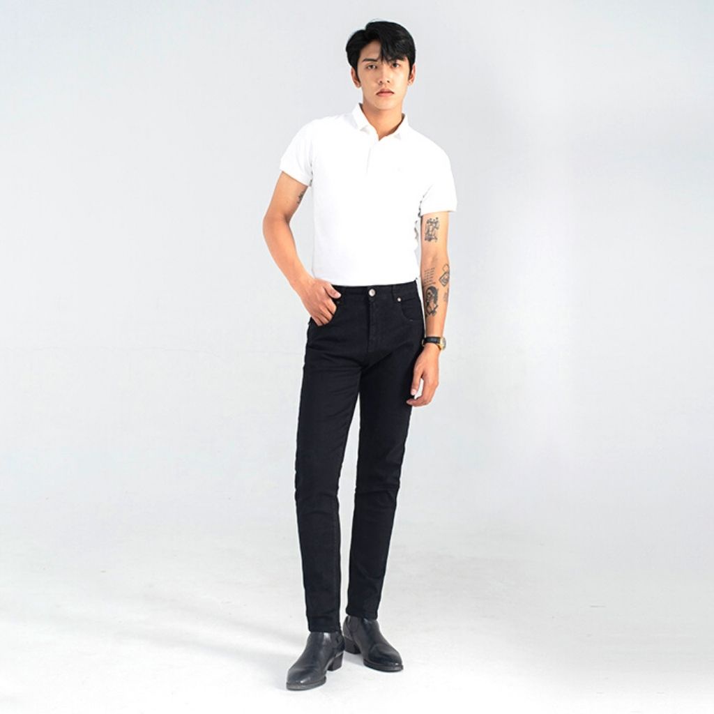 Quần Bò Nam H90 Đen Dáng Ôm Chất Liệu Jeans Cotton Co Giãn Không Bai Không Xù, Bền Màu HTRJ014