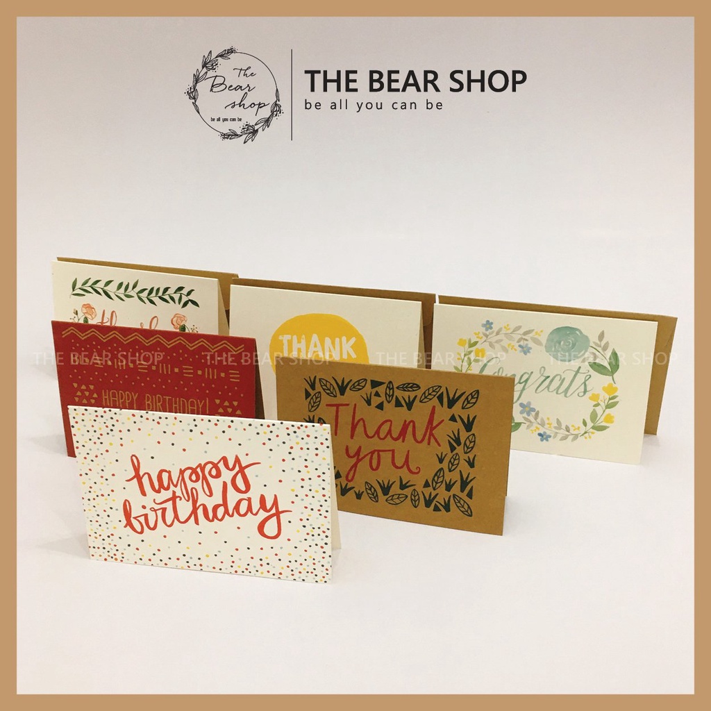 Thiệp handmade vintage giấy kraft - Kích thước 16x11cm hàng loại 1 - The Bear Shop