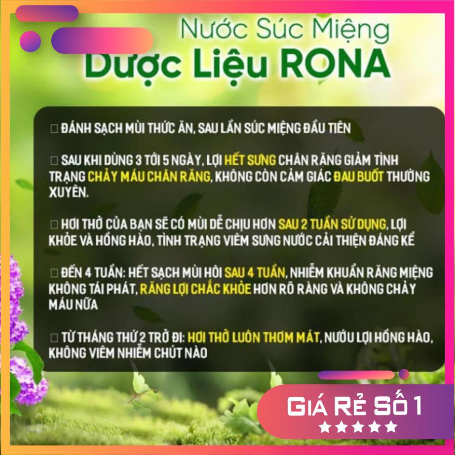 [Mua 5 tặng 1]Nước súc miệng dược liệu R.O.N.A CoCayHoaLa - Khỏi lo Chảy máu chân răng, viêm lợi, hôi miệng, chai 150ml