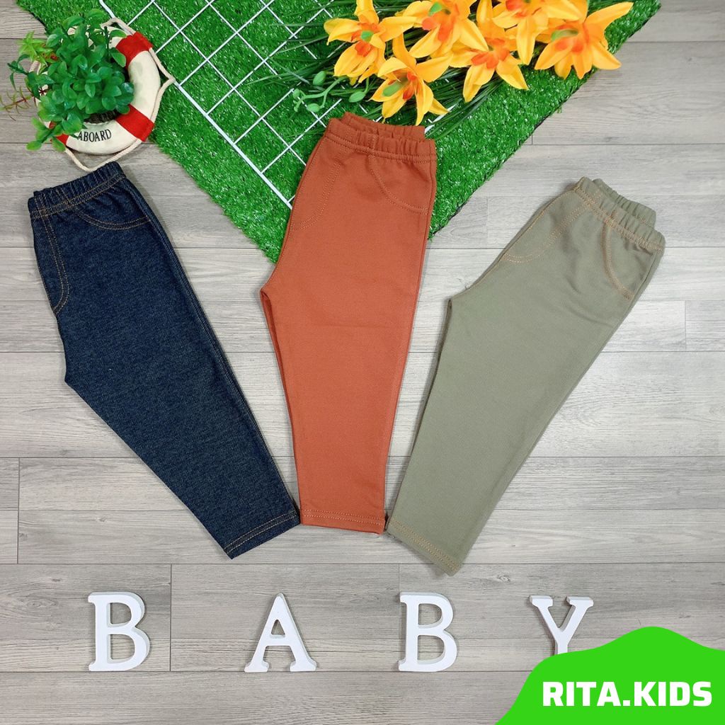 Quần legging giả jean cho bé gái/bé trai co giãn size 10-26kg