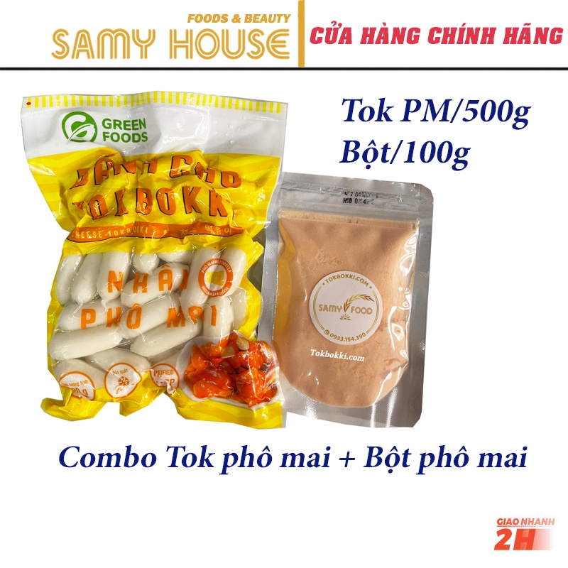 [Tokbokki.com] [COMBO 0,5-1kg + 100g ]  Bánh Gạo Nhân Phô Mai Tokbokki Hàn Quốc và Bột Phô Mai Tornado cực ngon.