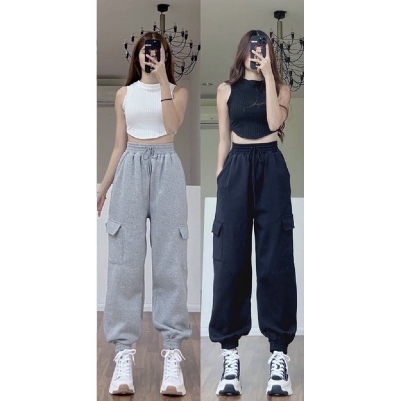 Quần Nỉ Túi Hộp Ống Boom  Unisex [FREESHIP] Jogger cá tính kiểu dáng đường phố hàn quốc ulzzang