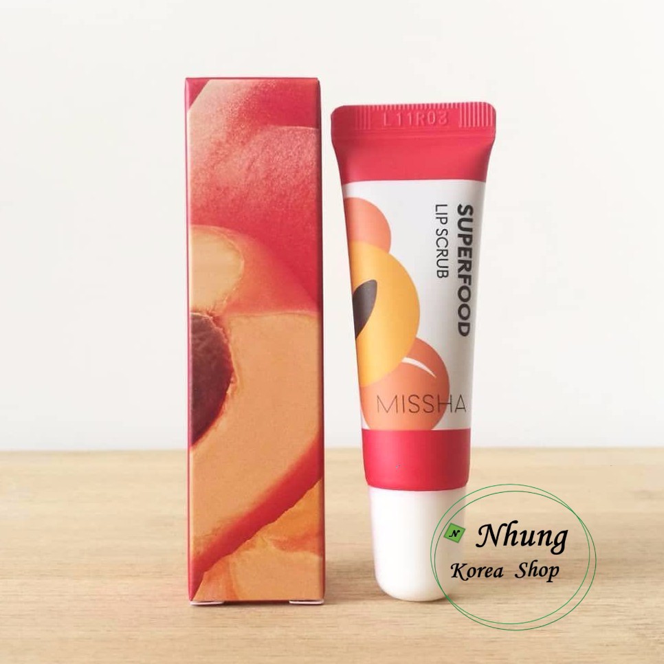 (Đủ bill hãng) Tẩy Tế Bào Chết Môi Chiết Xuất Hạt Trái Mơ Missha Superfood Apricot Lip Scrub