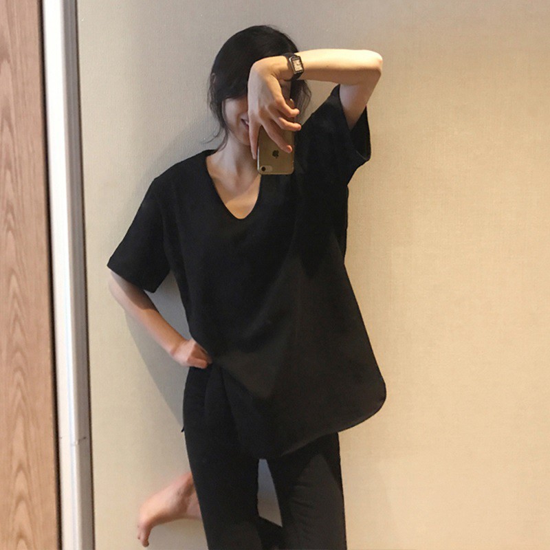  Áo Thun Tay Ngắn Xẻ Tà Thời Trang Dành Cho Nữ | BigBuy360 - bigbuy360.vn